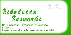 nikoletta kesmarki business card